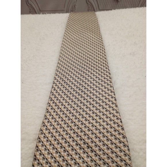 Studio Milan Men's Luxury Tie 100% Silk Handmade Gold Multicolored Classic EUC - Picture 8 of 14